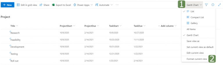 Apply a Gantt Chart view in SharePoint – ExcelTrainer